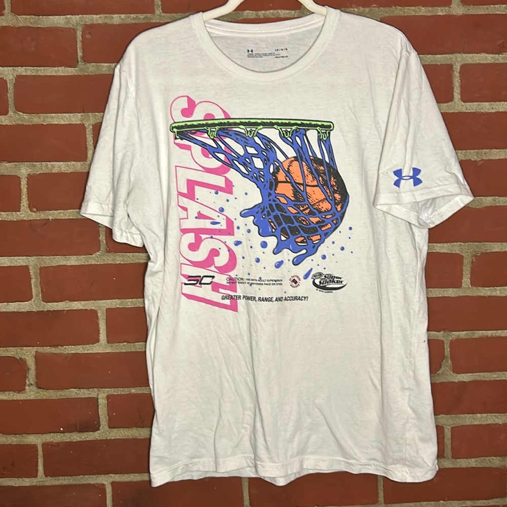 Under Armour Stephen Curry 7 x Nerf Super Soaker White T Shirt Mens Size L